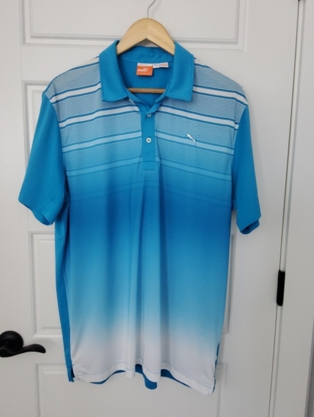 Puma Men’s Golf Aqua to White Ombre Performance Polo